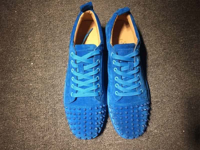Christian Louboutin Low Top Lace-up Blue Suede And Rivets On Toe Cap 3
