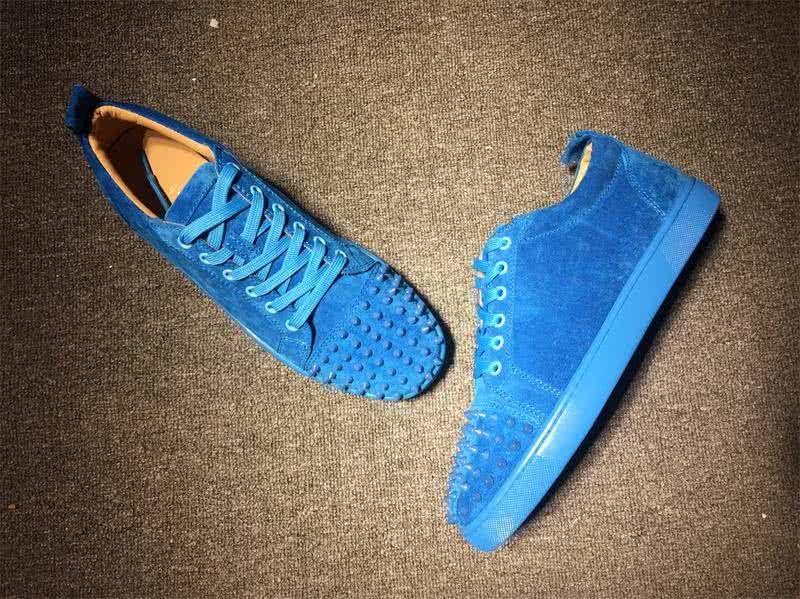 Christian Louboutin Low Top Lace-up Blue Suede And Rivets On Toe Cap 4