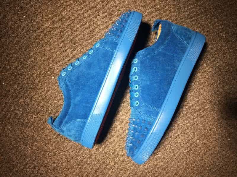 Christian Louboutin Low Top Lace-up Blue Suede And Rivets On Toe Cap 5