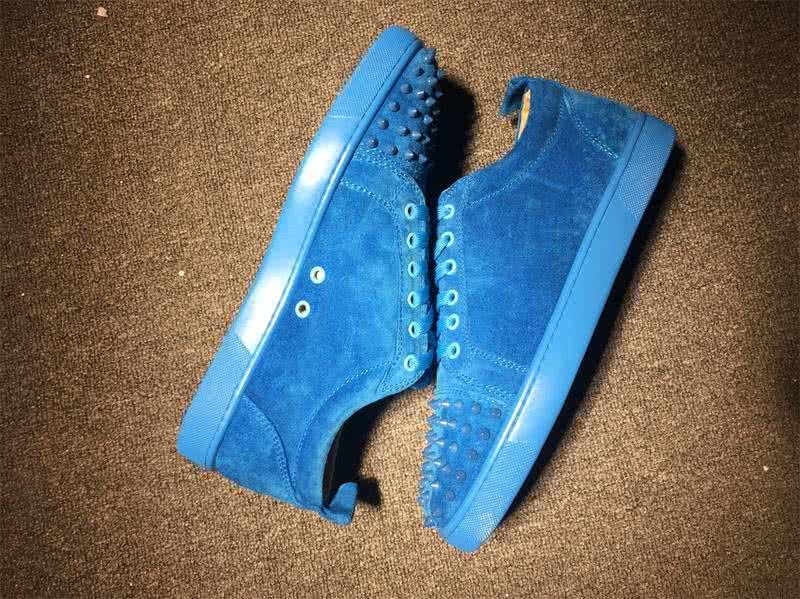 Christian Louboutin Low Top Lace-up Blue Suede And Rivets On Toe Cap 6