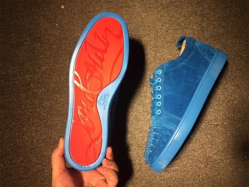 Christian Louboutin Low Top Lace-up Blue Suede And Rivets On Toe Cap 8