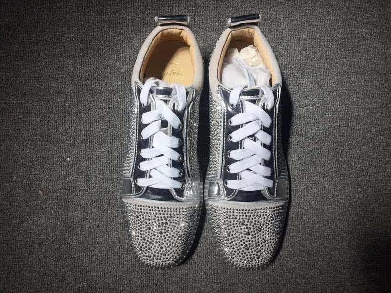 Christian Louboutin Low Top Lace-up Silver Rhinestone 2