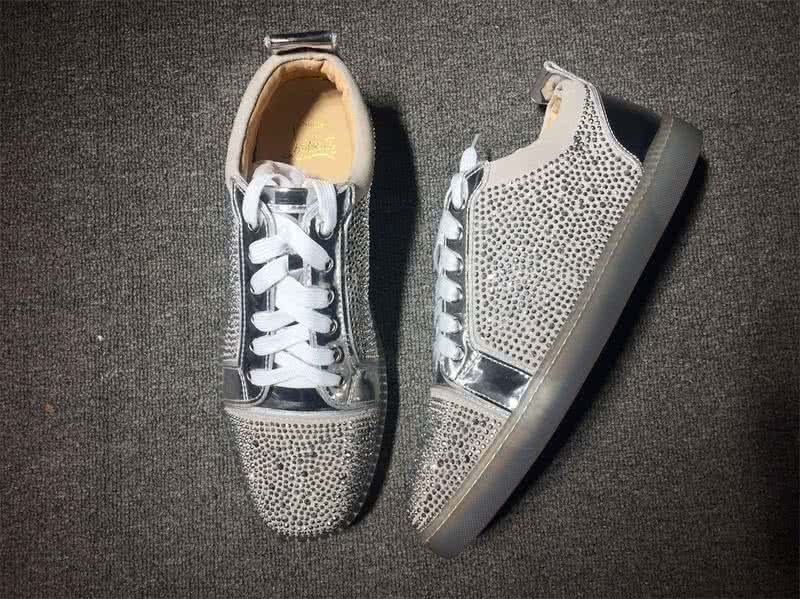 Christian Louboutin Low Top Lace-up Silver Rhinestone 3