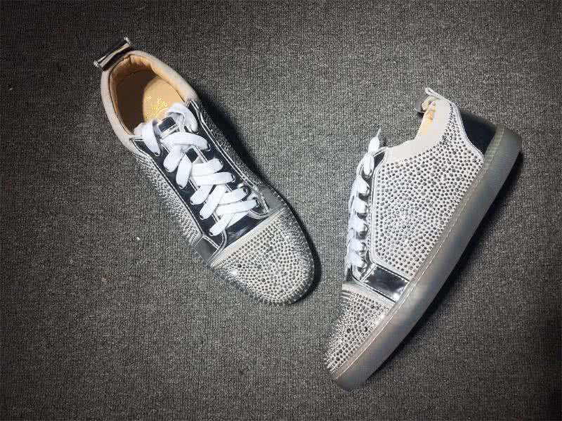 Christian Louboutin Low Top Lace-up Silver Rhinestone 4