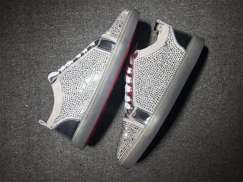 Christian Louboutin Low Top Lace-up Silver Rhinestone 5