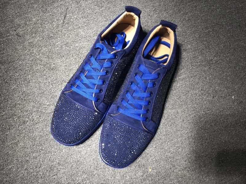 Christian Louboutin Low Top Lace-up All Blue Suede And Rhinestone 1