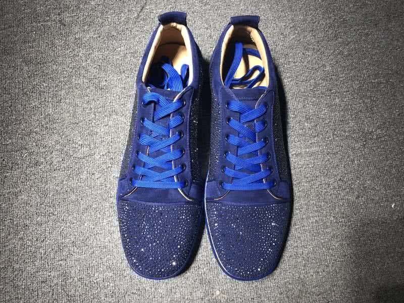 Christian Louboutin Low Top Lace-up All Blue Suede And Rhinestone 2