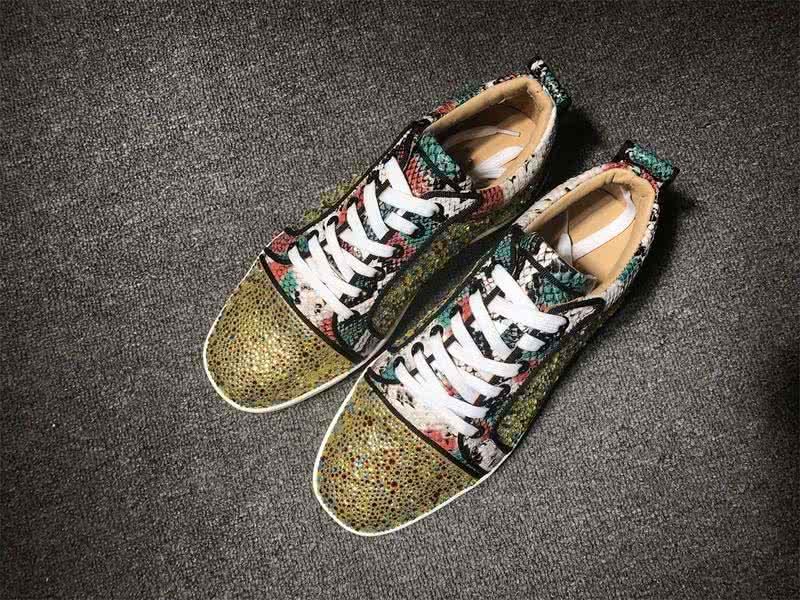 Christian Louboutin Low Top Lace-up Yellow Rhinestone And Fake Snakeskin 1