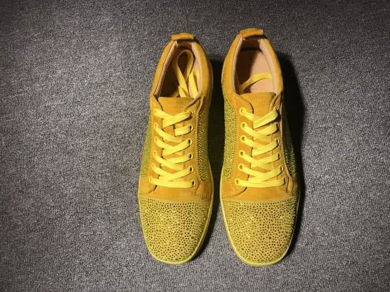 Christian Louboutin Low Top Lace-up Yellow Suede And Rhinestone 3