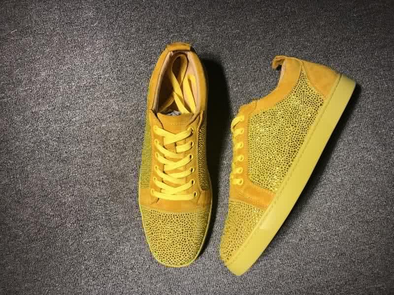 Christian Louboutin Low Top Lace-up Yellow Suede And Rhinestone 2