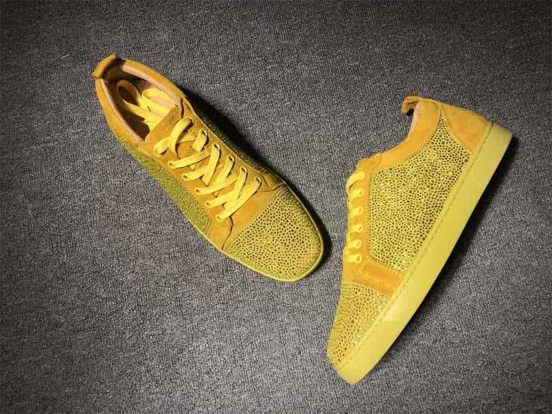 Christian Louboutin Low Top Lace-up Yellow Suede And Rhinestone 4