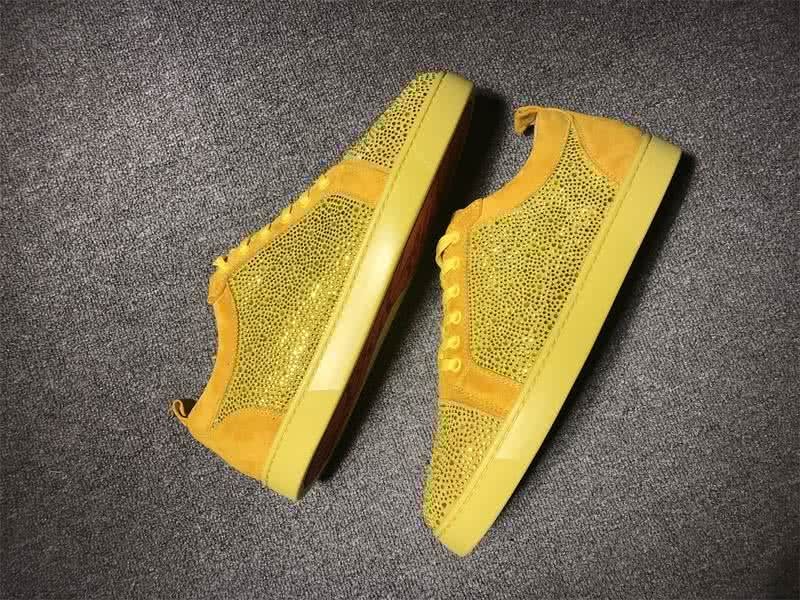 Christian Louboutin Low Top Lace-up Yellow Suede And Rhinestone 5