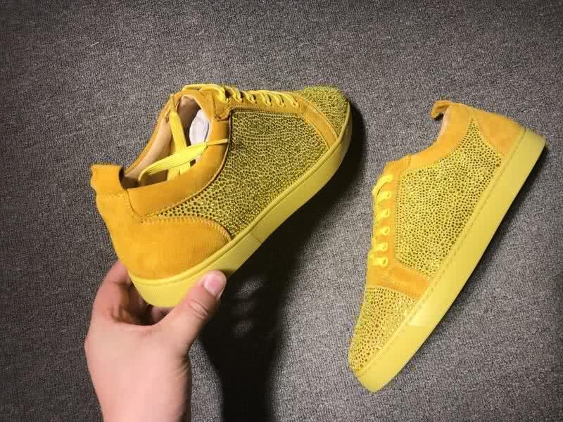Christian Louboutin Low Top Lace-up Yellow Suede And Rhinestone 7