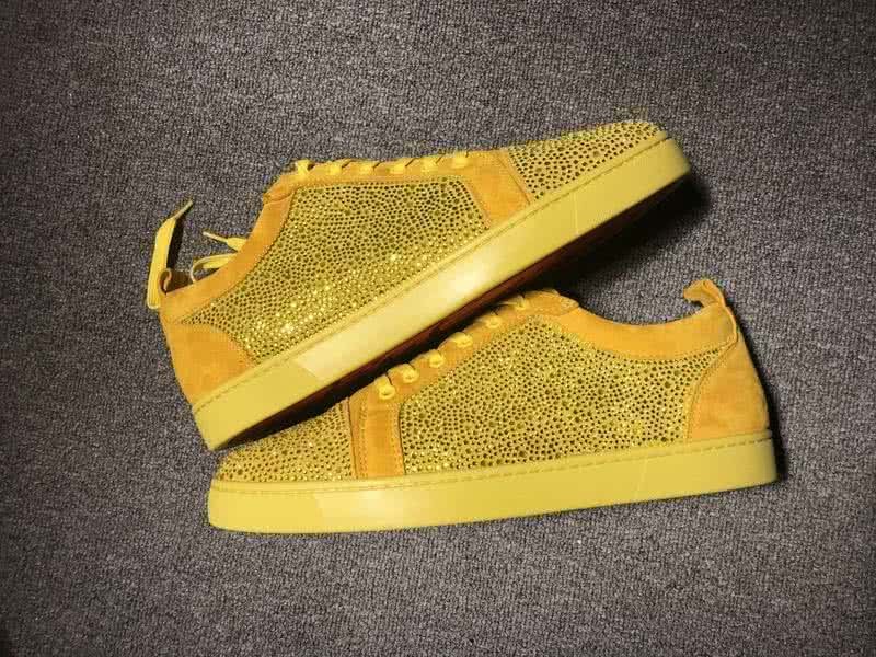 Christian Louboutin Low Top Lace-up Yellow Suede And Rhinestone 9