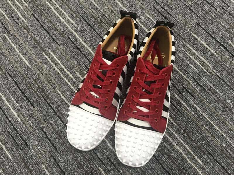 Christian Louboutin Low Top Lace-up Zebra-Stripe Red And Rivets On Toe Cap 1