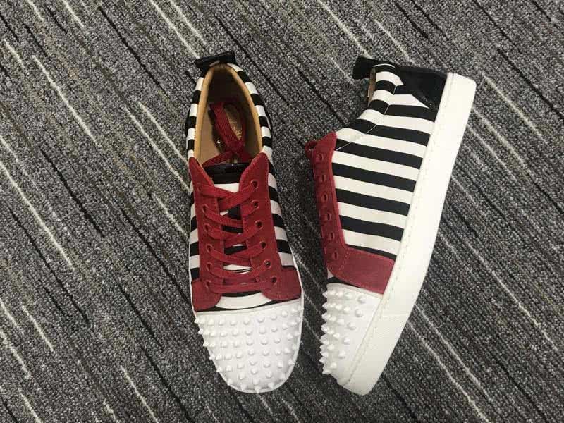 Christian Louboutin Low Top Lace-up Zebra-Stripe Red And Rivets On Toe Cap 3