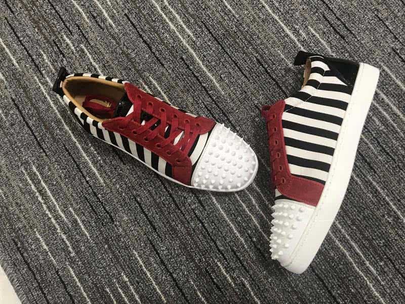 Christian Louboutin Low Top Lace-up Zebra-Stripe Red And Rivets On Toe Cap 4