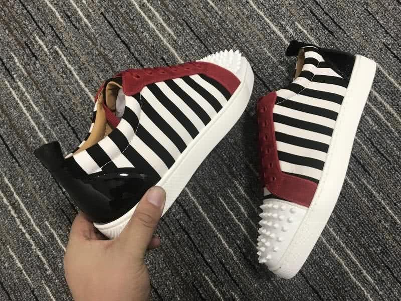 Christian Louboutin Low Top Lace-up Zebra-Stripe Red And Rivets On Toe Cap 7