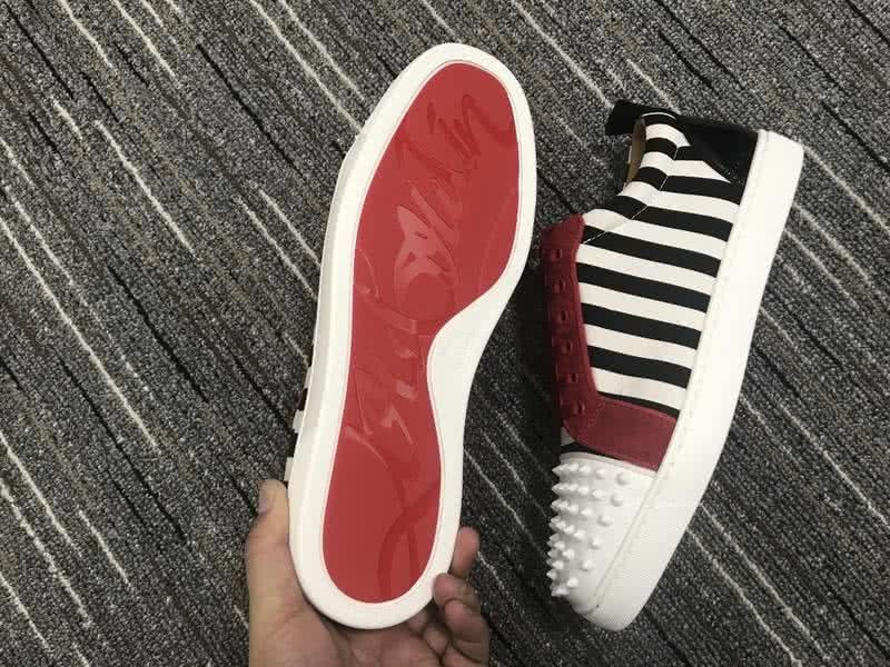 Christian Louboutin Low Top Lace-up Zebra-Stripe Red And Rivets On Toe Cap 8