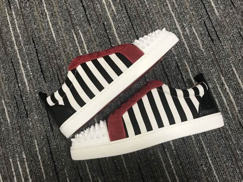 Christian Louboutin Low Top Lace-up Zebra-Stripe Red And Rivets On Toe Cap 9