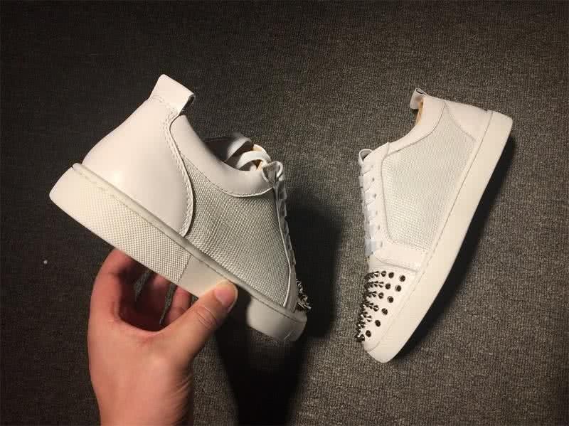 Christian Louboutin Low Top Lace-up White Fabric Leather And Rivets On Toe Cap 9