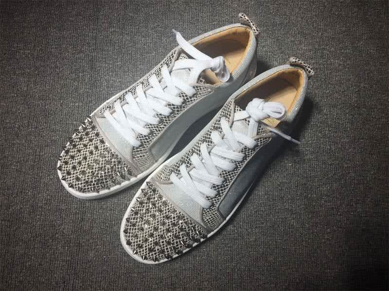 Christian Louboutin Low Top Lace-up Chequered Silver And Rivets On Toe Cap 1