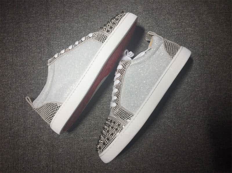 Christian Louboutin Low Top Lace-up Chequered Silver And Rivets On Toe Cap 5
