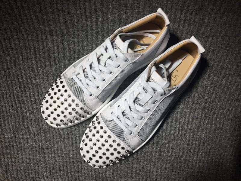 Christian Louboutin Low Top Lace-up Mesh White And Rivets On Toe Cap 1