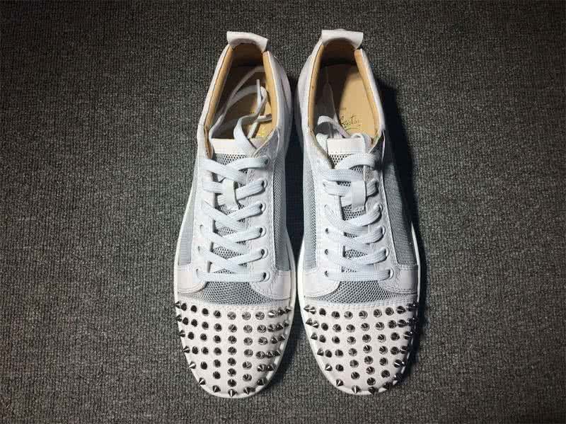 Christian Louboutin Low Top Lace-up Mesh White And Rivets On Toe Cap 2