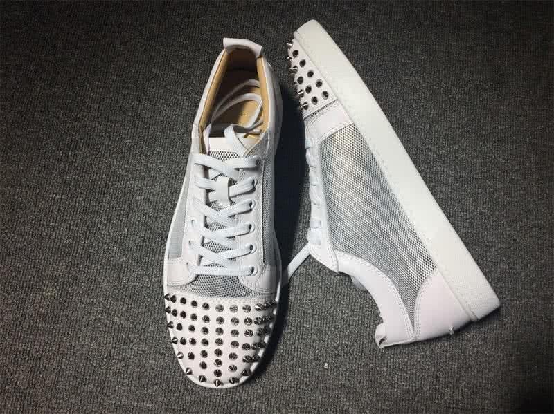 Christian Louboutin Low Top Lace-up Mesh White And Rivets On Toe Cap 10