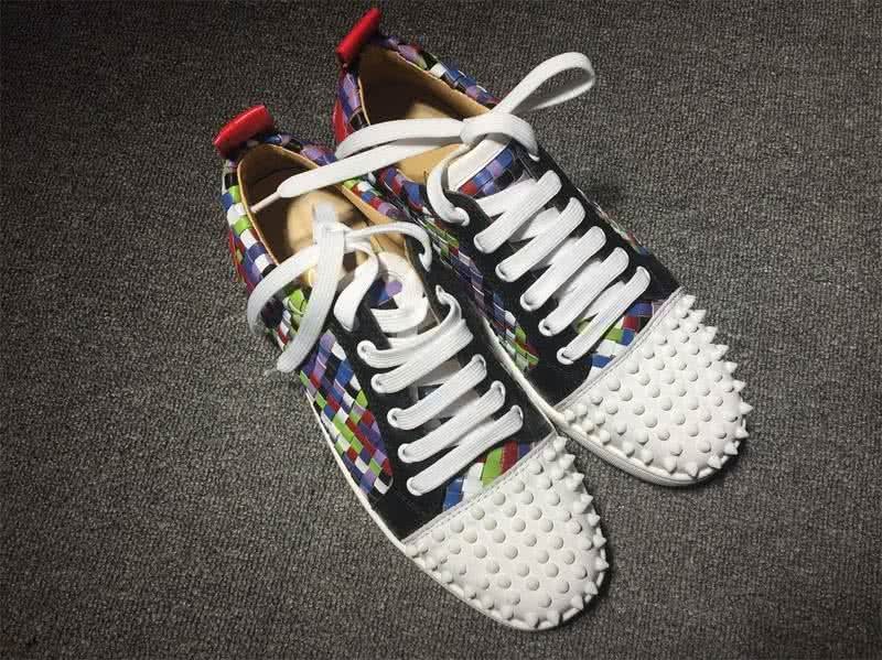 Christian Louboutin Low Top Lace-up Colorful Woven And Rivets On Toe Cap 2