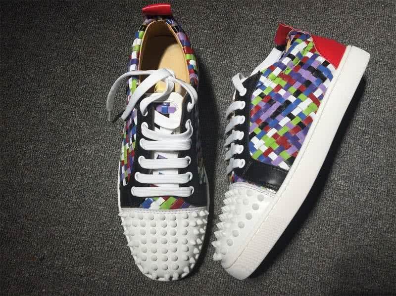 Christian Louboutin Low Top Lace-up Colorful Woven And Rivets On Toe Cap 3