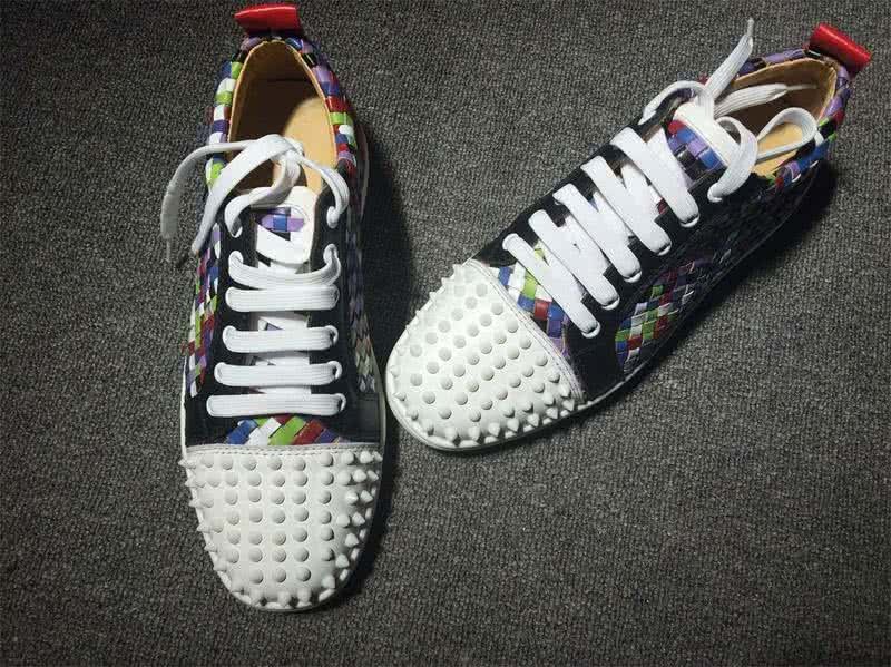 Christian Louboutin Low Top Lace-up Colorful Woven And Rivets On Toe Cap 4
