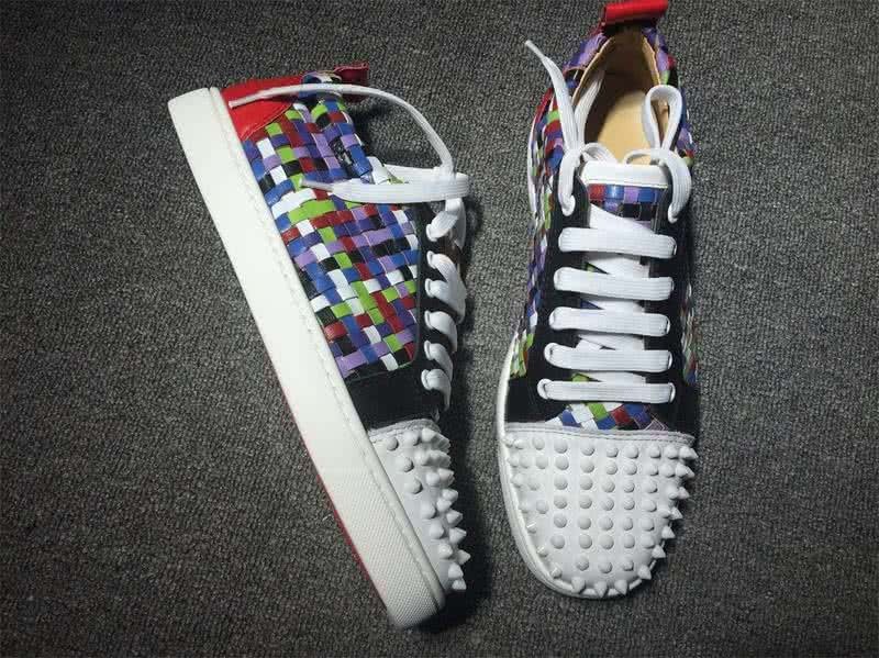 Christian Louboutin Low Top Lace-up Colorful Woven And Rivets On Toe Cap 5
