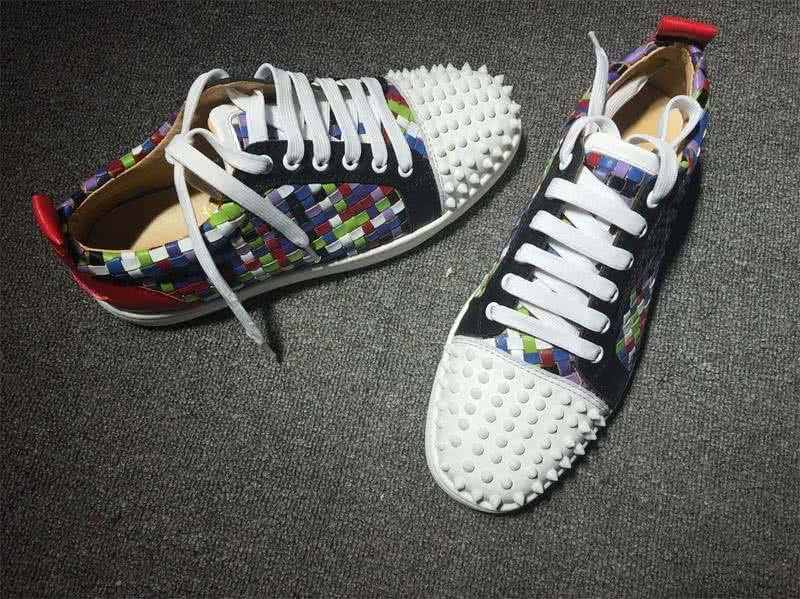 Christian Louboutin Low Top Lace-up Colorful Woven And Rivets On Toe Cap 6