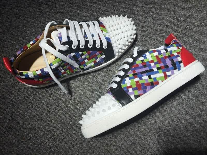 Christian Louboutin Low Top Lace-up Colorful Woven And Rivets On Toe Cap 7