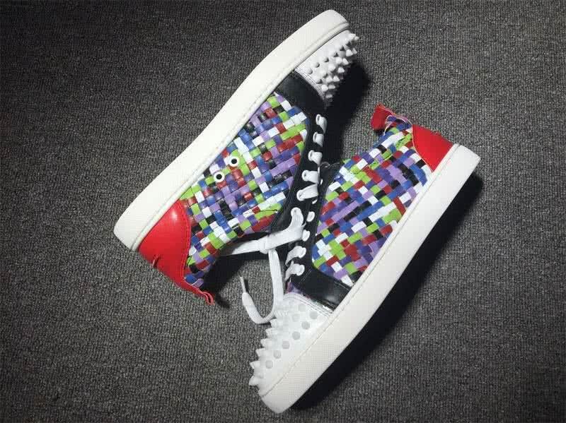Christian Louboutin Low Top Lace-up Colorful Woven And Rivets On Toe Cap 9