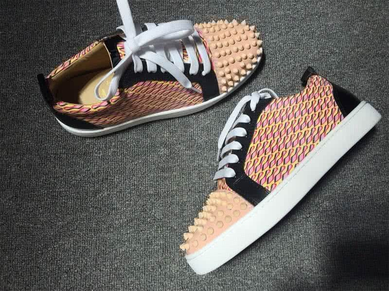 Christian Louboutin Low Top Lace-up Geometric Patterns And Nude Pink Rivets On Toe Cap 8