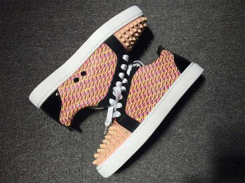 Christian Louboutin Low Top Lace-up Geometric Patterns And Nude Pink Rivets On Toe Cap 9