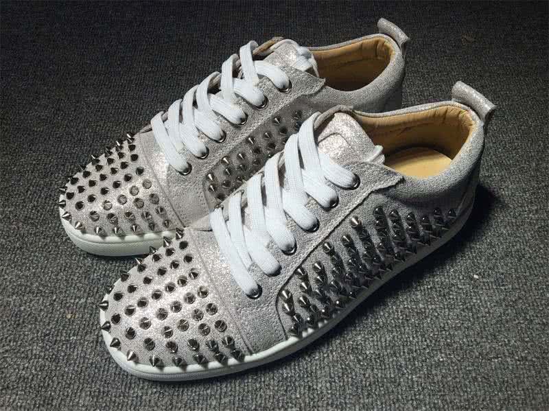 Christian Louboutin Low Top Lace-up All Grey Rivets 2