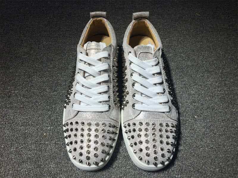 Christian Louboutin Low Top Lace-up All Grey Rivets 3