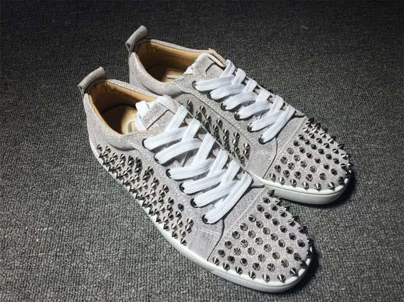 Christian Louboutin Low Top Lace-up All Grey Rivets 4