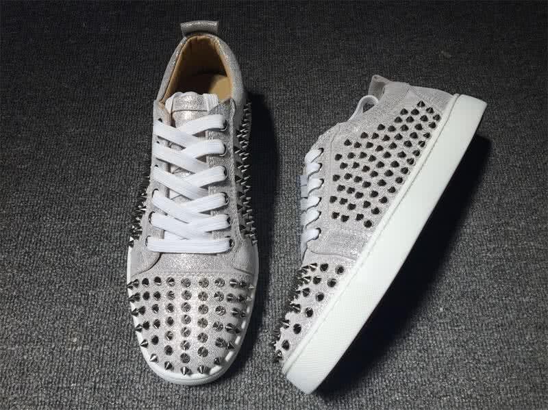 Christian Louboutin Low Top Lace-up All Grey Rivets 8
