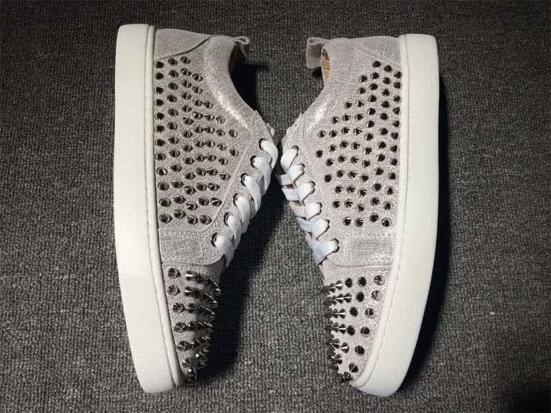 Christian Louboutin Low Top Lace-up All Grey Rivets 10