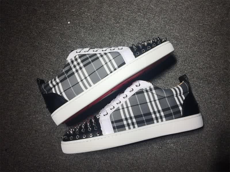 Christian Louboutin Low Top Lace-up Plaid And Black Rivets On Toe Cap 8