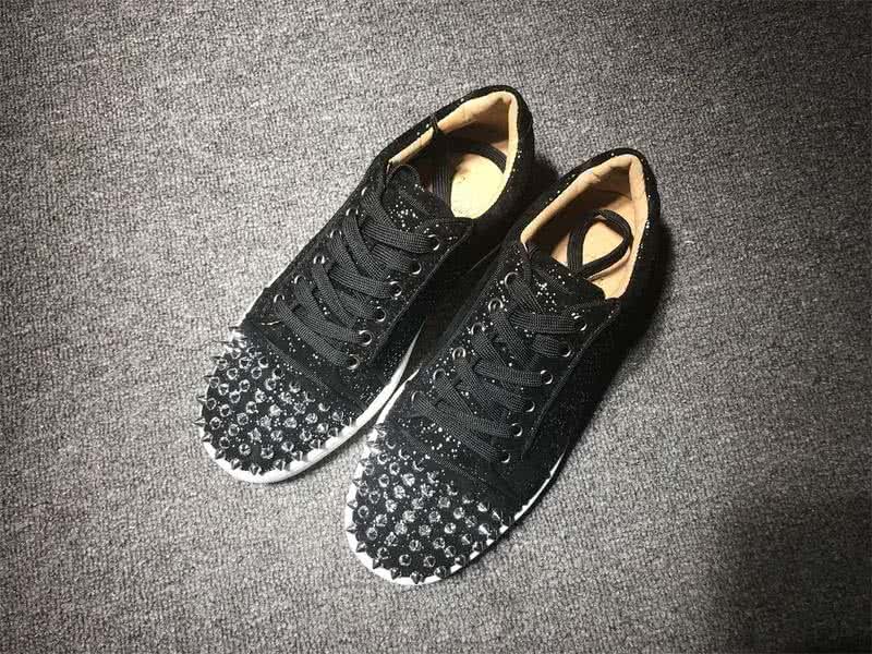 Christian Louboutin Low Top Lace-up Black Sequin And Rivets On Toe Cap 1