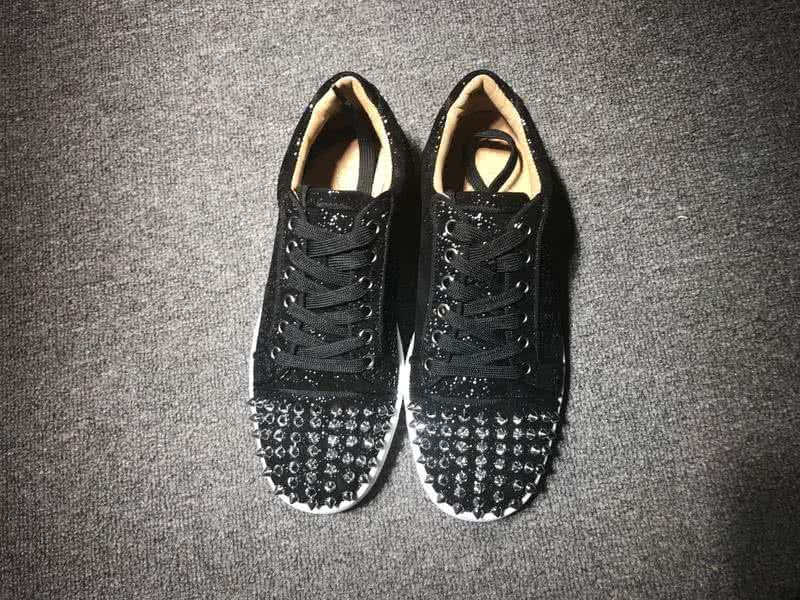 Christian Louboutin Low Top Lace-up Black Sequin And Rivets On Toe Cap 3