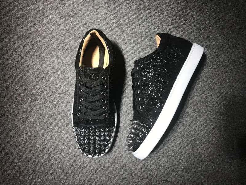 Christian Louboutin Low Top Lace-up Black Sequin And Rivets On Toe Cap 2