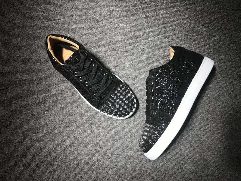 Christian Louboutin Low Top Lace-up Black Sequin And Rivets On Toe Cap 4