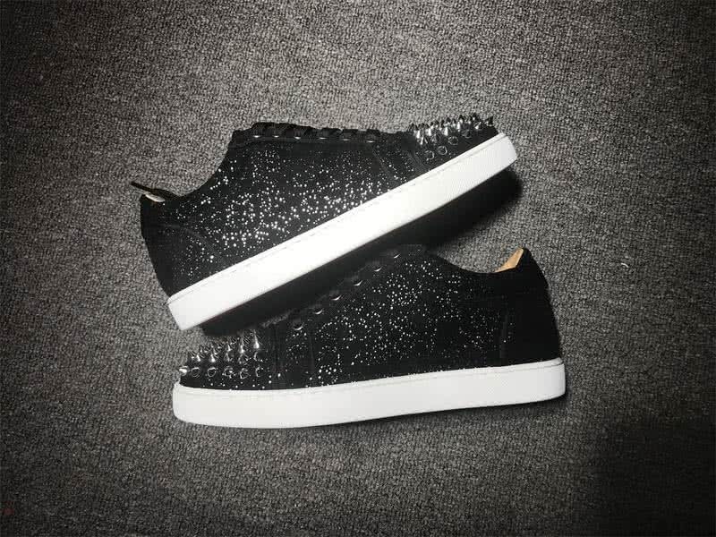 Christian Louboutin Low Top Lace-up Black Sequin And Rivets On Toe Cap 9